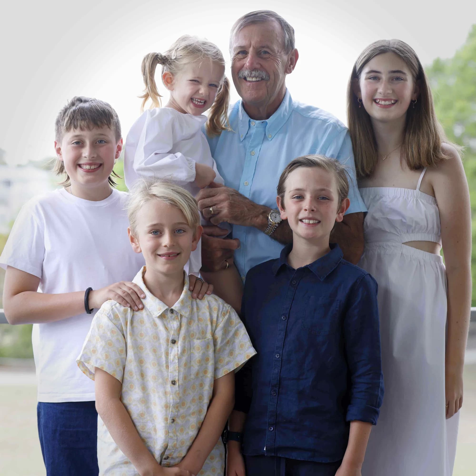 Family of five photographed outdoors in natural light, Sydney