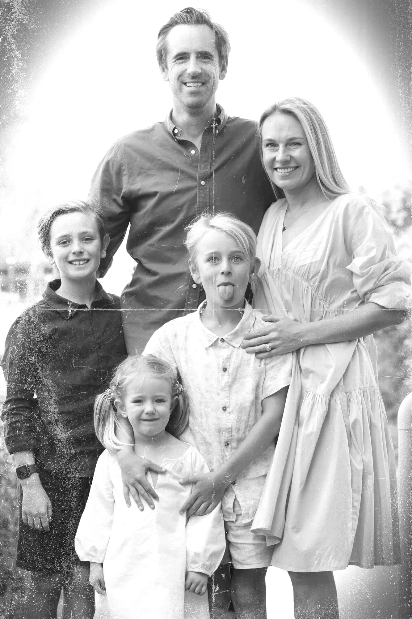 Black-and-white family portrait, Sydney