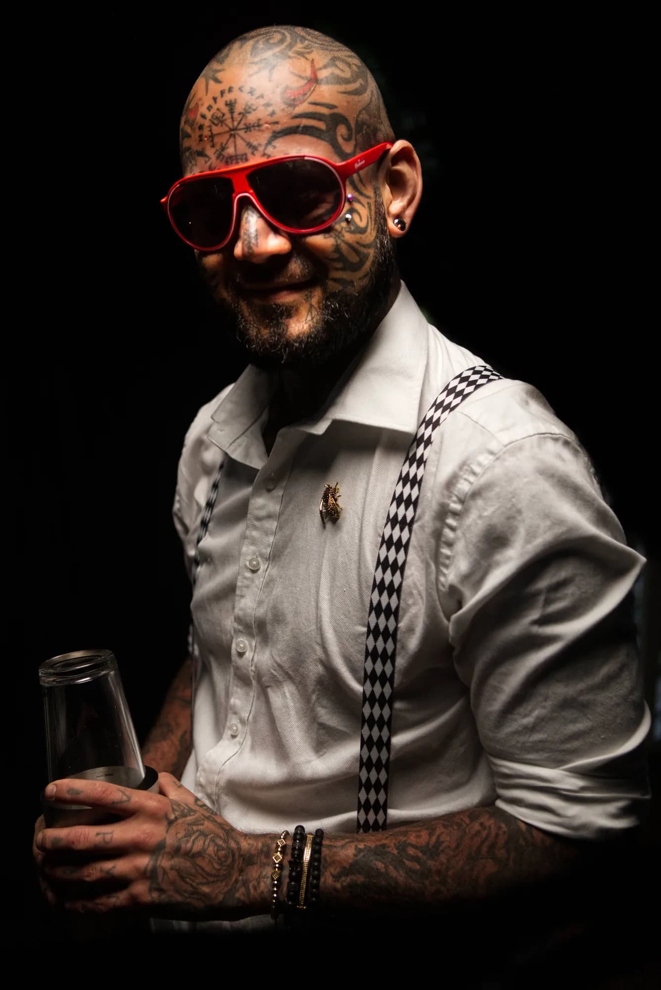Commercial model headshot of a man in sunglasses, studio, Sydney